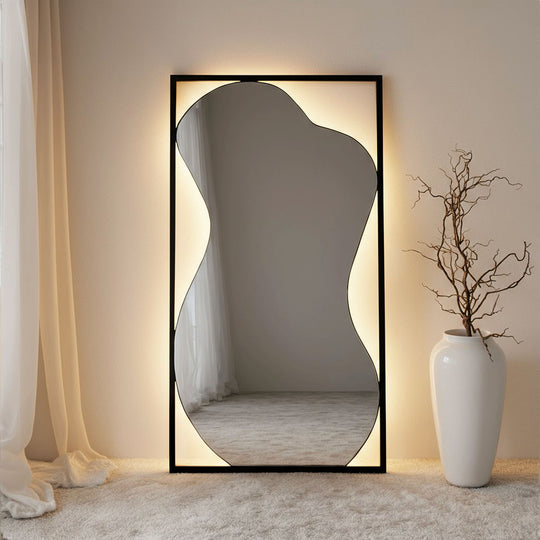 Astley Framed Rectangular Full-Length Leaner Mirror - with LED