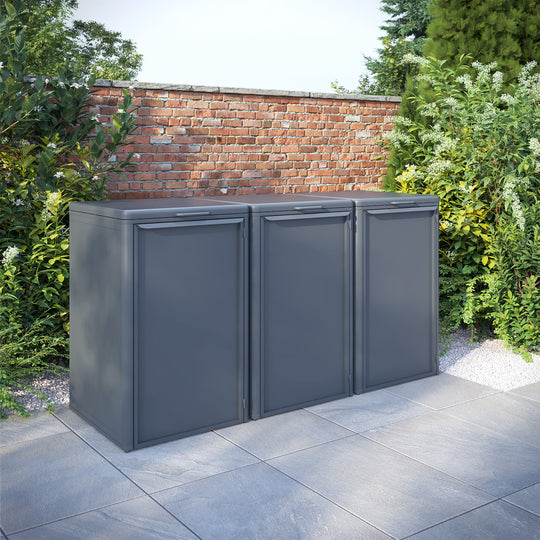 Curva Anthracite Grey 3 Bin Store with Aluminium Door