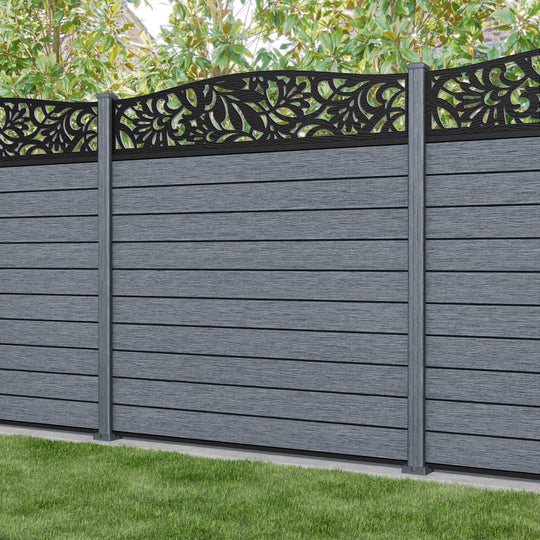 Fusion Heritage Curved Top Fence Panel - Anthracite - with our composite posts