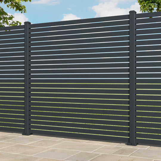 Aria Aluminium Fence Panel - Anthracite - with our aluminium posts