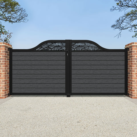Fusion Feather Curved Top Driveway Gate - Dark Grey - Top Screen