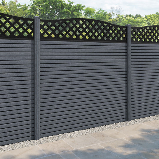 Hudson High Wave Curved Top Fence Panel - Anthracite - with our composite posts