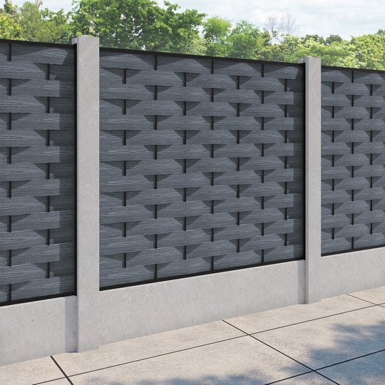 Ripple Fence Panel - Anthracite - for existing concrete posts