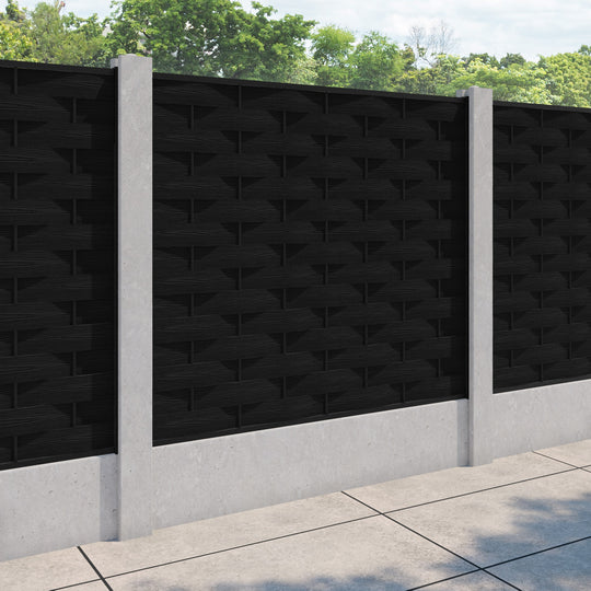 Ripple Fence Panel - Black - for existing concrete posts
