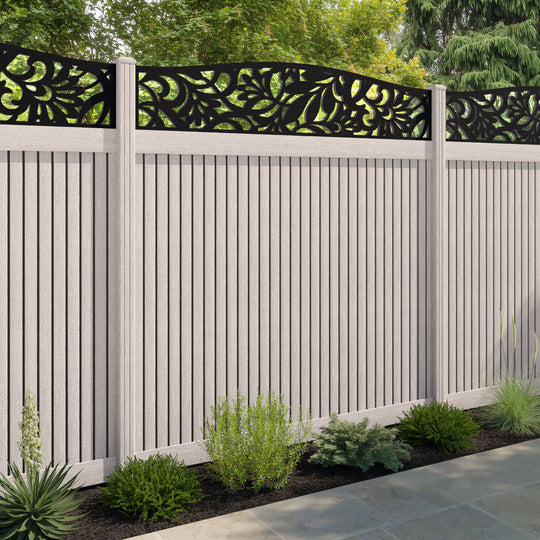 Virtis Heritage Curved Top Fence Panel - Mid Stone - with our composite posts