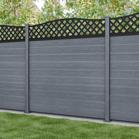 Classic High Wave Curved Top Fence Panel - Anthracite - with our composite posts