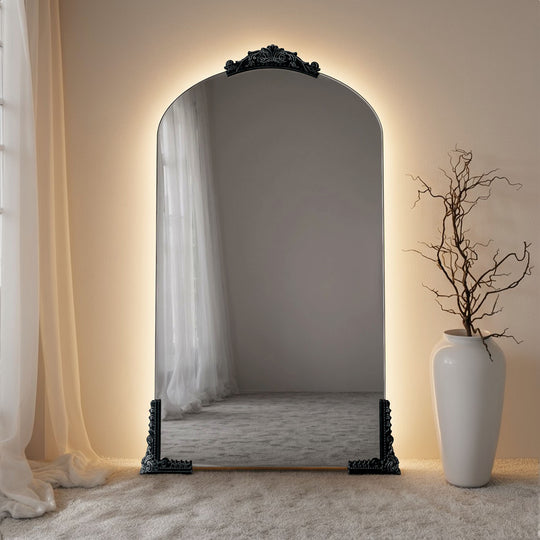 Antica Partial Frame Subtle Arched Full-Length Leaner Mirror - with LED