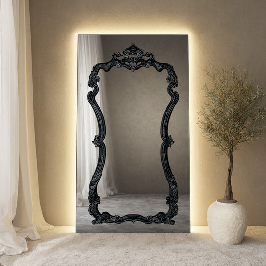 Artisan Frame Within Rectangular Full-Length Leaner Mirror - with LED