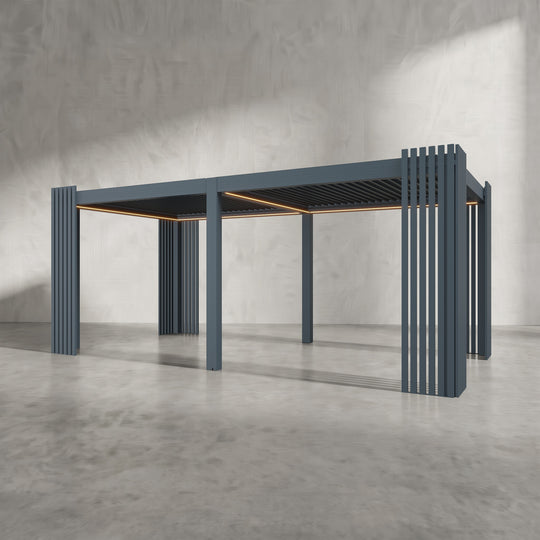 Anthracite 6m x 3m Aluminium Pergola with Corner Slat Battens