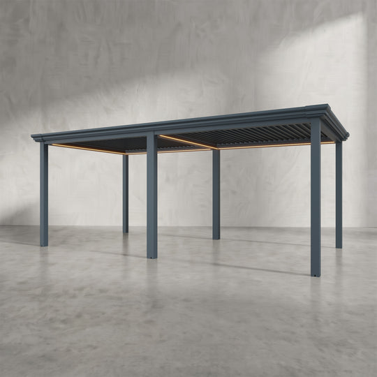 Anthracite 6m x 3m Aluminium Pergola with Traditional Coving
