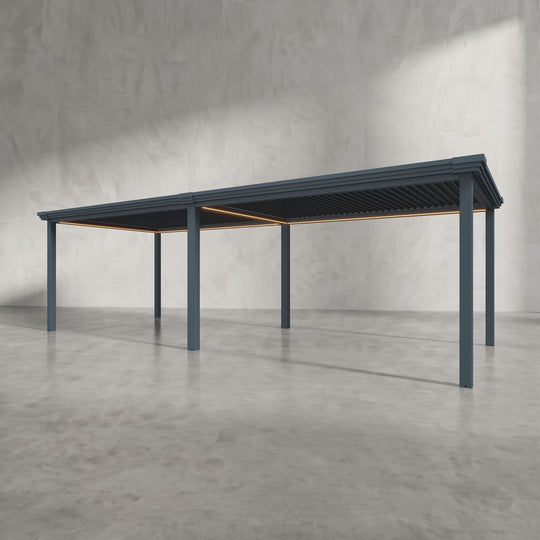 Anthracite 8m x 3m Aluminium Pergola with Modern Coving