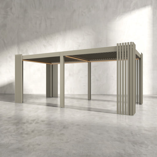 Latte 6m x 3m Aluminium Pergola with Corner Slat Battens