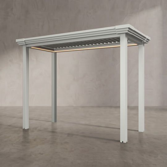 Light Stone 3m x 1.4m Aluminium Pergola with Modern Coving