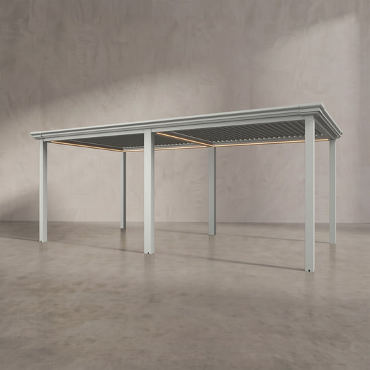 Light Stone 6m x 3m Aluminium Pergola with Traditional Coving