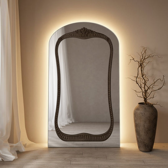 Barocco Frame Within Arched Full-Length Leaner Mirror - with LED