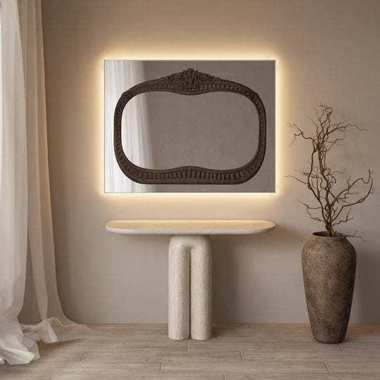 Barocco Frame Within Rectangular Wall Mirror - with LED