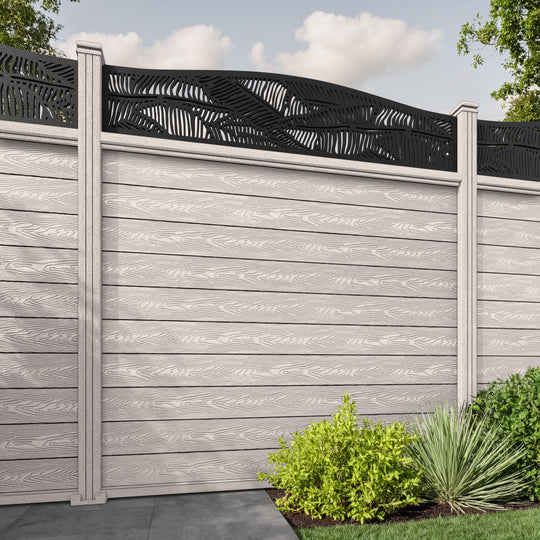 Classic Feather Curved Top Fence Panel - Mid Stone - with our composite posts