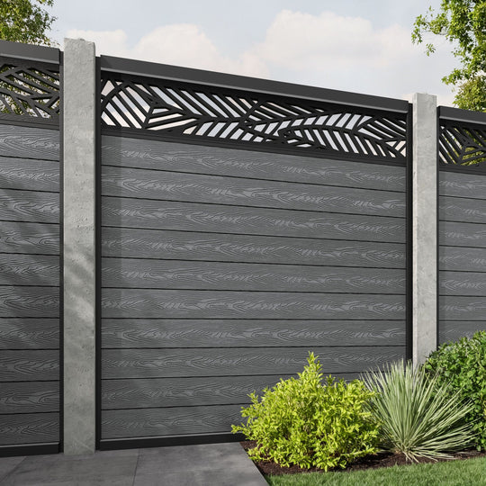 Classic Habitat Fence Panel - Mid Grey - for existing concrete posts