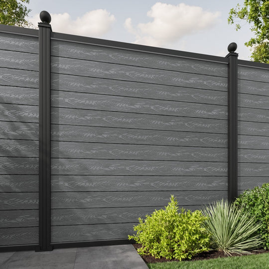 Classic Fence Panel - Mid Grey - with our aluminium posts