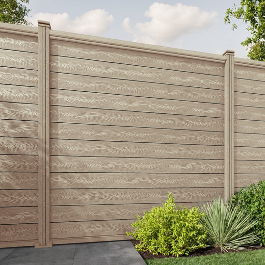 Classic Fence Panel - Light Oak - with our composite posts