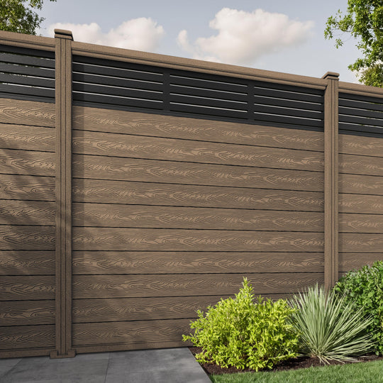 Classic Aspen Fence Panel - Teak - with our composite posts