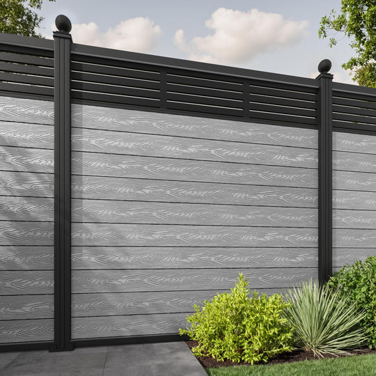 Classic Aspen Fence Panel - Light Grey - with our aluminium posts