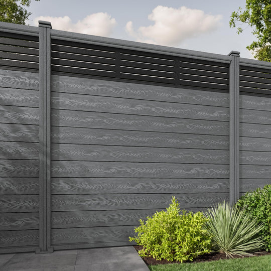 Classic Aspen Fence Panel - Mid Grey - with our composite posts