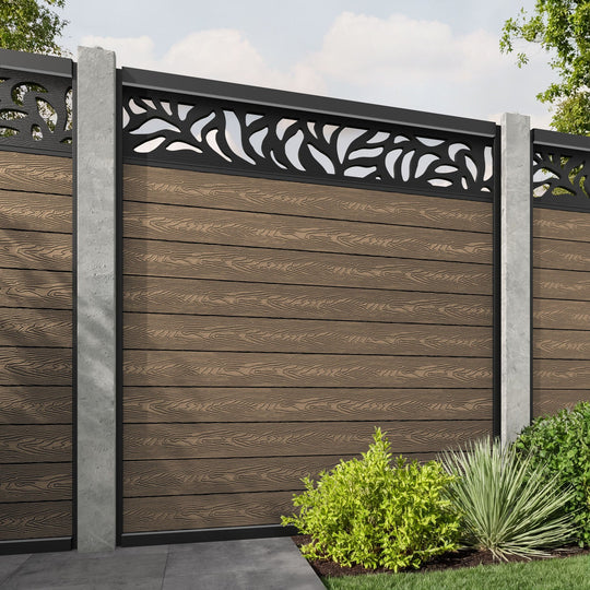 Classic Plume Fence Panel - Teak - for existing concrete posts