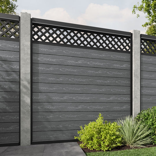 Classic Hive Fence Panel - Mid Grey - for existing concrete posts