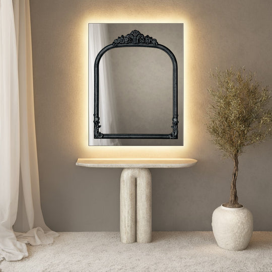 Chateau Frame Within Rectangular Wall Mirror - with LED