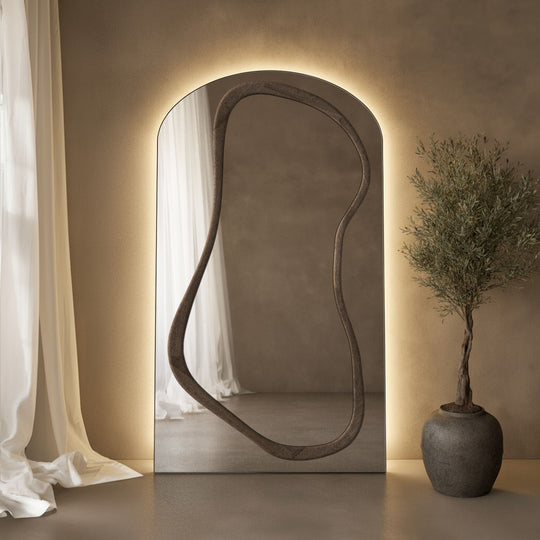 Eclipse Frame Within Arched Full-Length Leaner Mirror - with LED