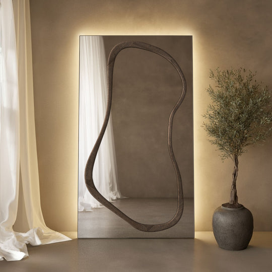 Eclipse Frame Within Rectangular Full-Length Leaner Mirror - with LED