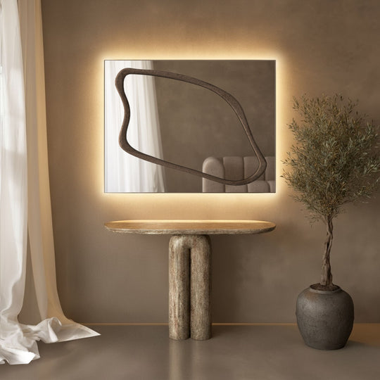 Eclipse Frame Within Rectangular Wall Mirror - with LED