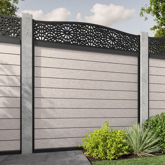 Fusion Alnara Curved Top Fence Panel - Mid Stone - for existing concrete posts