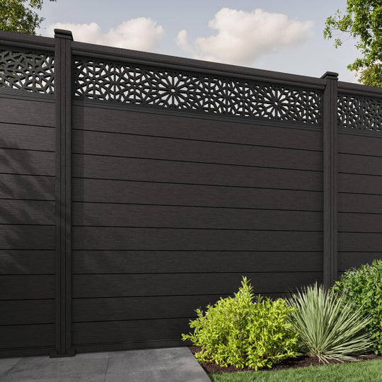 Fusion Alnara Fence Panel - Dark Oak - with our composite posts