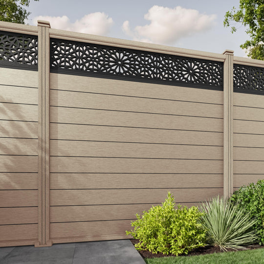 Fusion Alnara Fence Panel - Light Oak - with our composite posts