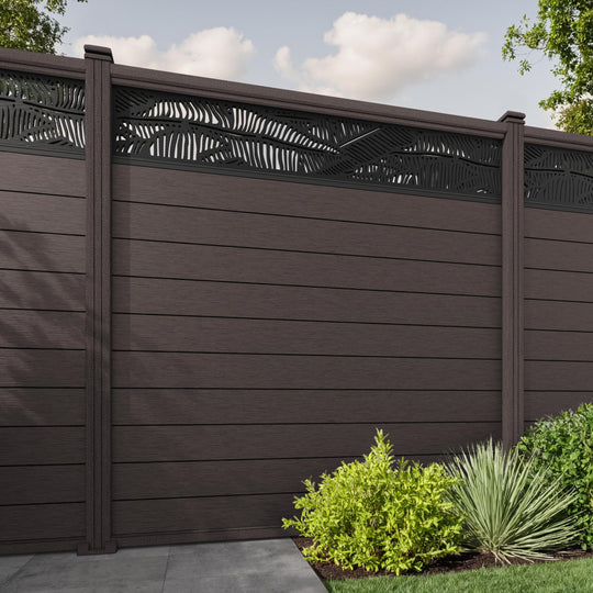 Fusion Feather Fence Panel - Mid Brown - with our composite posts