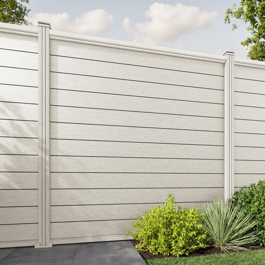 Fusion Fence Panel - Light Stone - with our composite posts