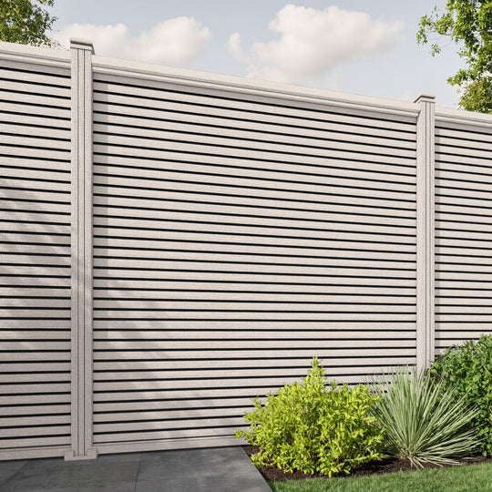 Hudson Fence Panel - Mid Stone - with our composite posts