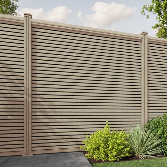 Hudson Fence Panel - Light Oak - with our composite posts