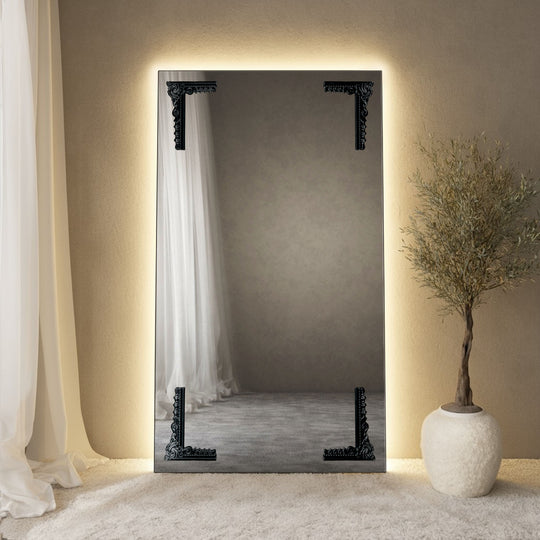 Lucente Frame Within Rectangular Full-Length Leaner Mirror - with LED