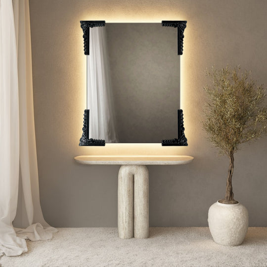 Lucente Partial Frame Rectangular Wall Mirror with LED