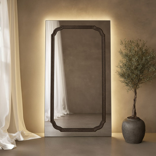 Lumiere Frame Within Rectangular Full-Length Leaner Mirror - with LED