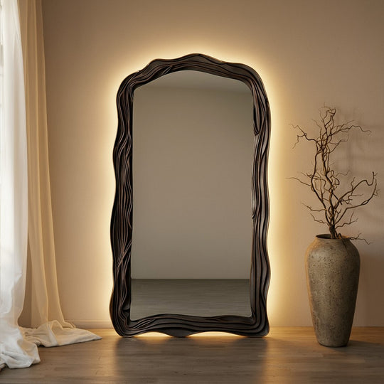 Tramonto Framed Subtle Arched Full-Length Leaner Mirror - with LED
