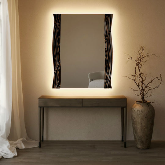 Tramonto Partial Frame Rectangular Wall Mirror - with LED