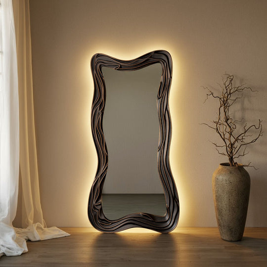 Tramonto Framed Rectangular Full-Length Leaner Mirror - with LED