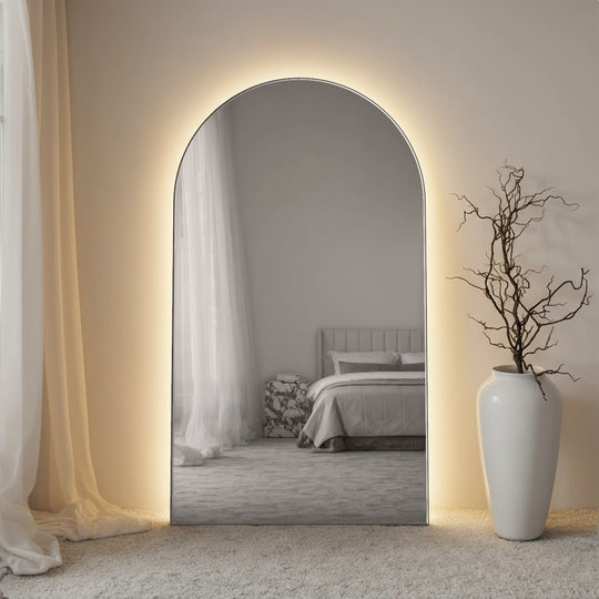 Frameless Arched Full-Length Leaner Mirror - with LED