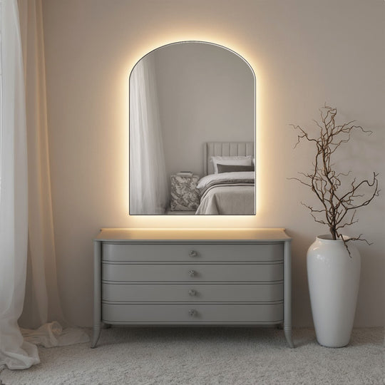 Frameless Subtle Arched Wall Mirror - with LED