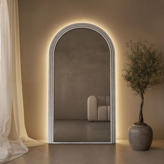 Ashbourne Framed Arched Full-Length Leaner Mirror - with LED