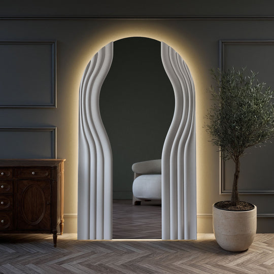 Encore Partial Frame Arched Full-Length Leaner Mirror with LED